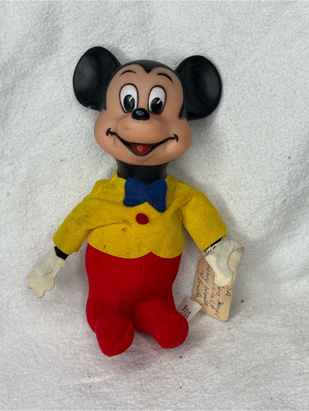 Vintage Mickey Mouse Rubber Face Vinyl Plush Felt Made in Japan